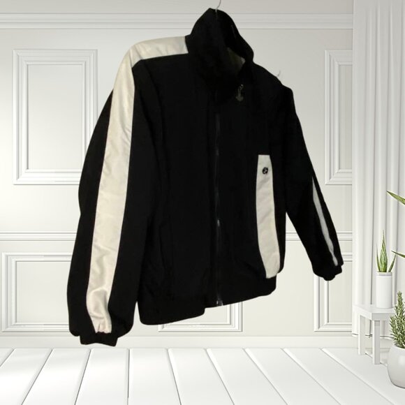 Ixspa Black White Windbreaker Jacket Small | Vintage 90s Track Retro Streetwear - Picture 4 of 16